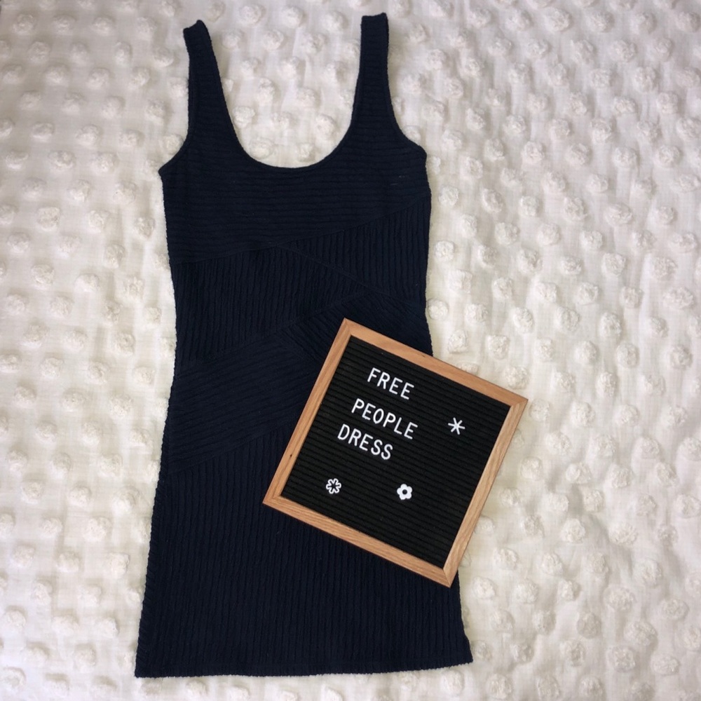 Free People Navy Fitted Mini Dress